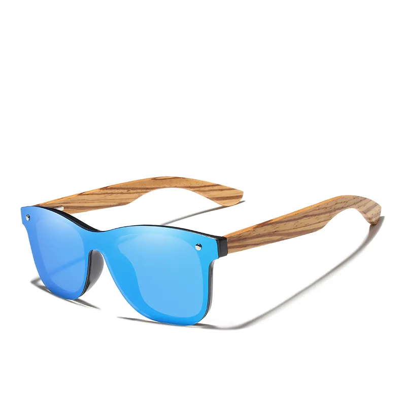 KINGSEVEN Zebra Wooden Frame Mirror Polarized UV400 Sunglasses