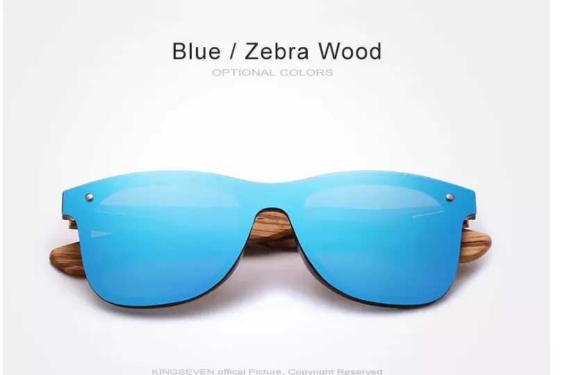 KINGSEVEN Zebra Wooden Frame Mirror Polarized UV400 Sunglasses - image 2