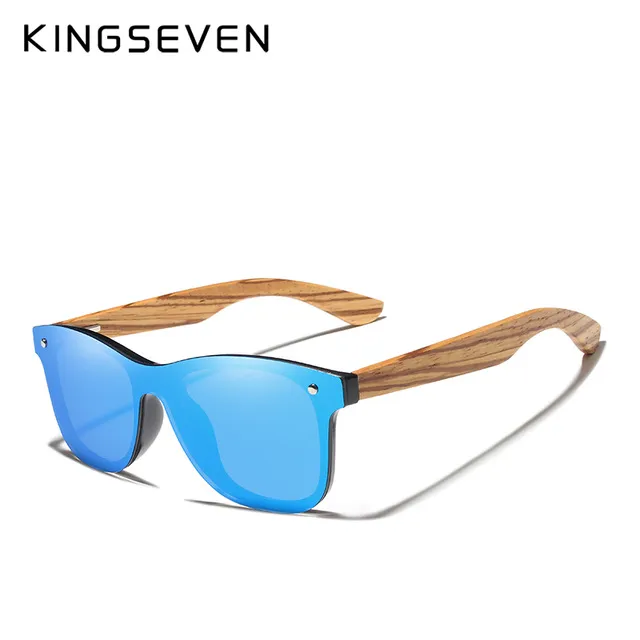 KINGSEVEN Zebra Wooden Frame Mirror Polarized UV400 Sunglasses - image 3