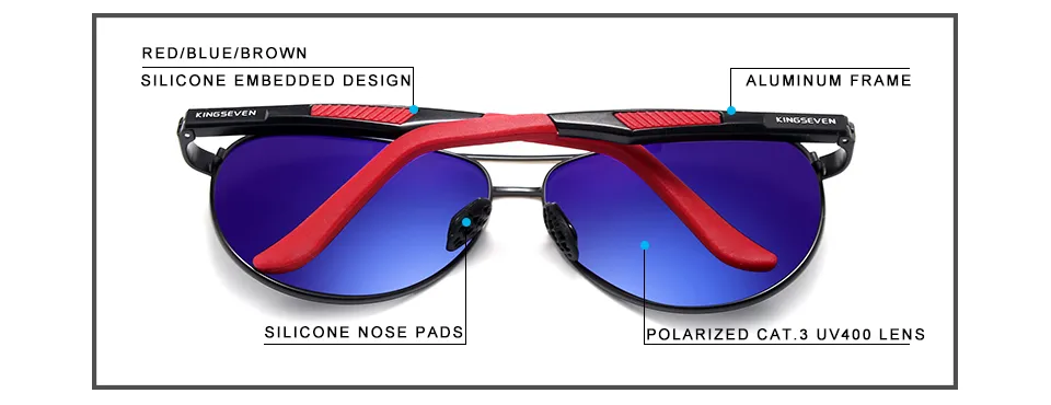KINGSEVEN Mens Square Polarized UV400 Sunglasses - image 5