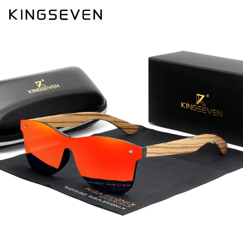 Kingseven Zebra Wooden Frame Mirror Polarized UV400 Sunglass - image 2
