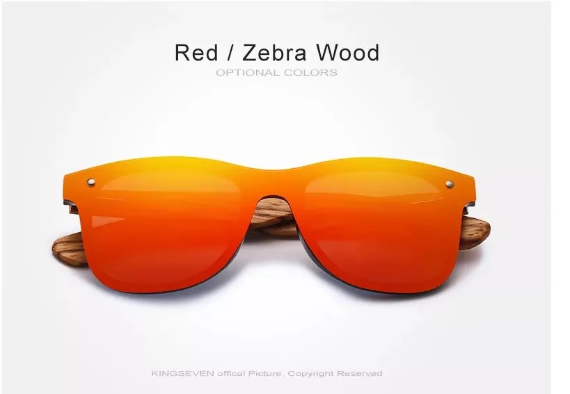 Kingseven Zebra Wooden Frame Mirror Polarized UV400 Sunglass - image 3