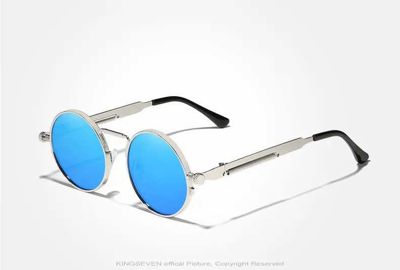 KINGSEVEN N7579 Polarized Steampunk Round Sunglasses - image 2