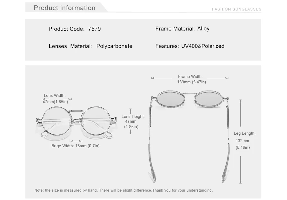 KINGSEVEN N7579 Polarized Steampunk Round Sunglasses - image 3