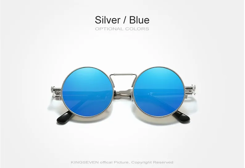 KINGSEVEN N7579 Polarized Steampunk Round Sunglasses - image 4