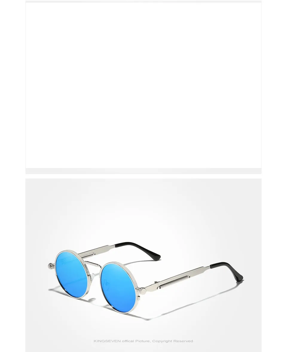 KINGSEVEN N7579 Polarized Steampunk Round Sunglasses - image 5