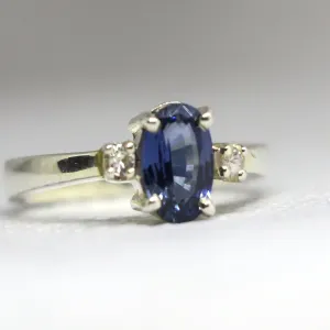 Generic Silver Ring Natural Ceylon Blue Sapphire