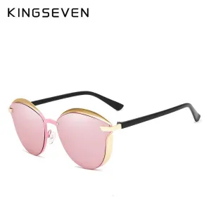 Kingseven Cat Eye Gold Pink Polarized Sun Glasses
