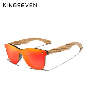 Kingseven Zebra Wooden Frame Mirror Polarized UV400 Sunglass