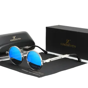 KINGSEVEN N7579 Polarized Steampunk Round Sunglasses