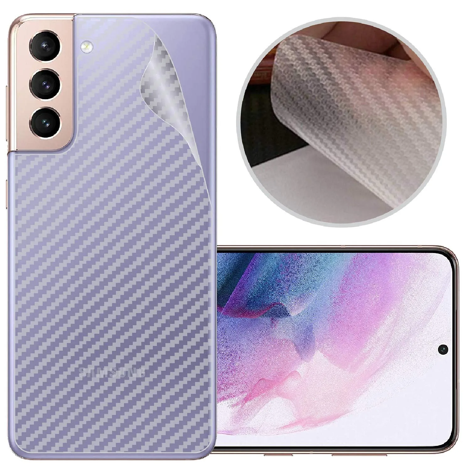 Samsung Galaxy S21 Clear Carbon Fibre Back Sticker