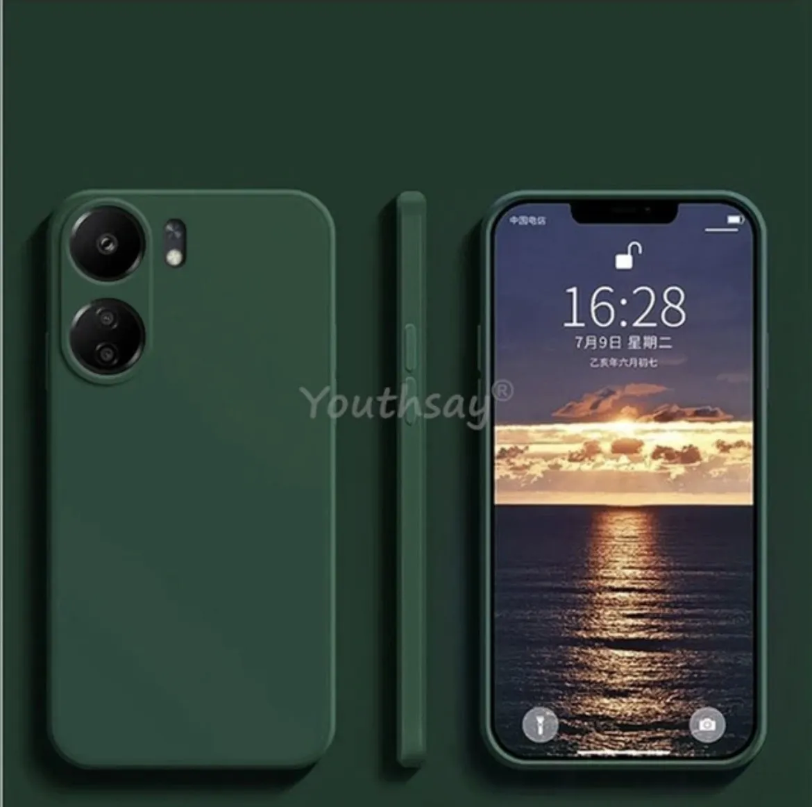 REDMI 13C Soft Matte Liquid Silicone Case Green