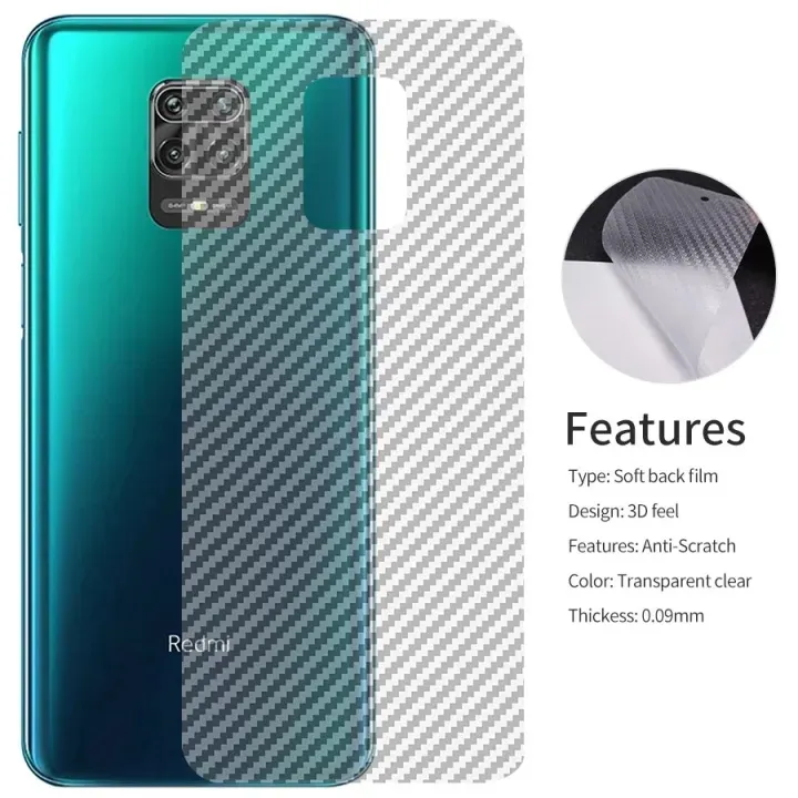 Redmi Carbon Fiber Back Sticker for Note 9 Pro & 9 Series