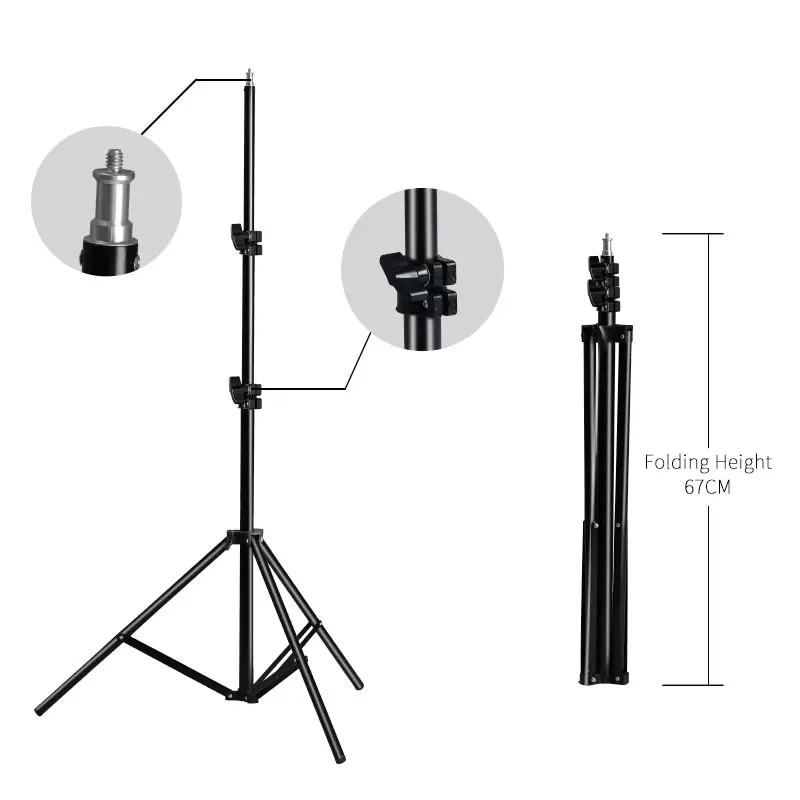 Generic 2M Tripod Adjustable Aluminum Ring Light Stand
