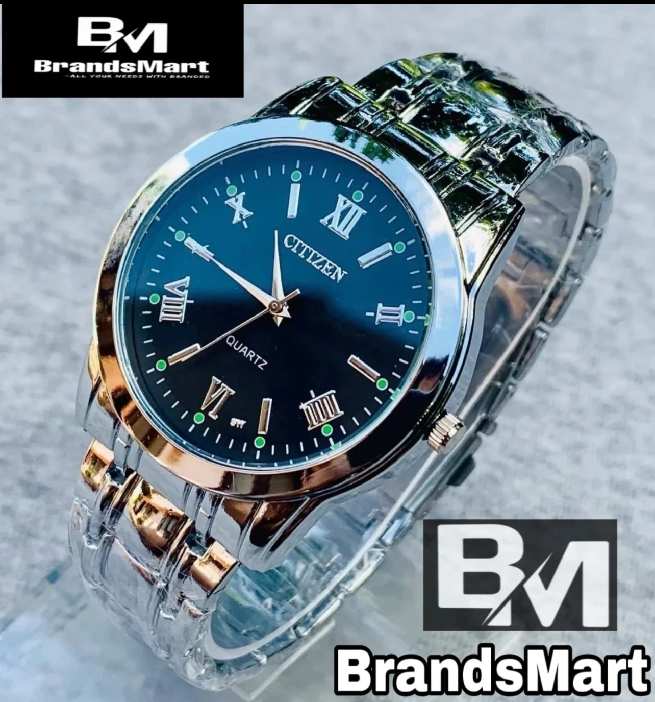 CTZN Mens Silver Stainless Steel Wrist Watch