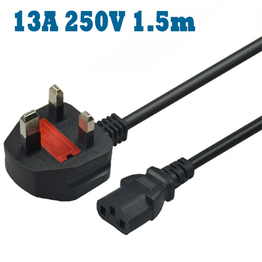 Generic AC 3Pin Power Code Cable Square 13A 250V 1.5M