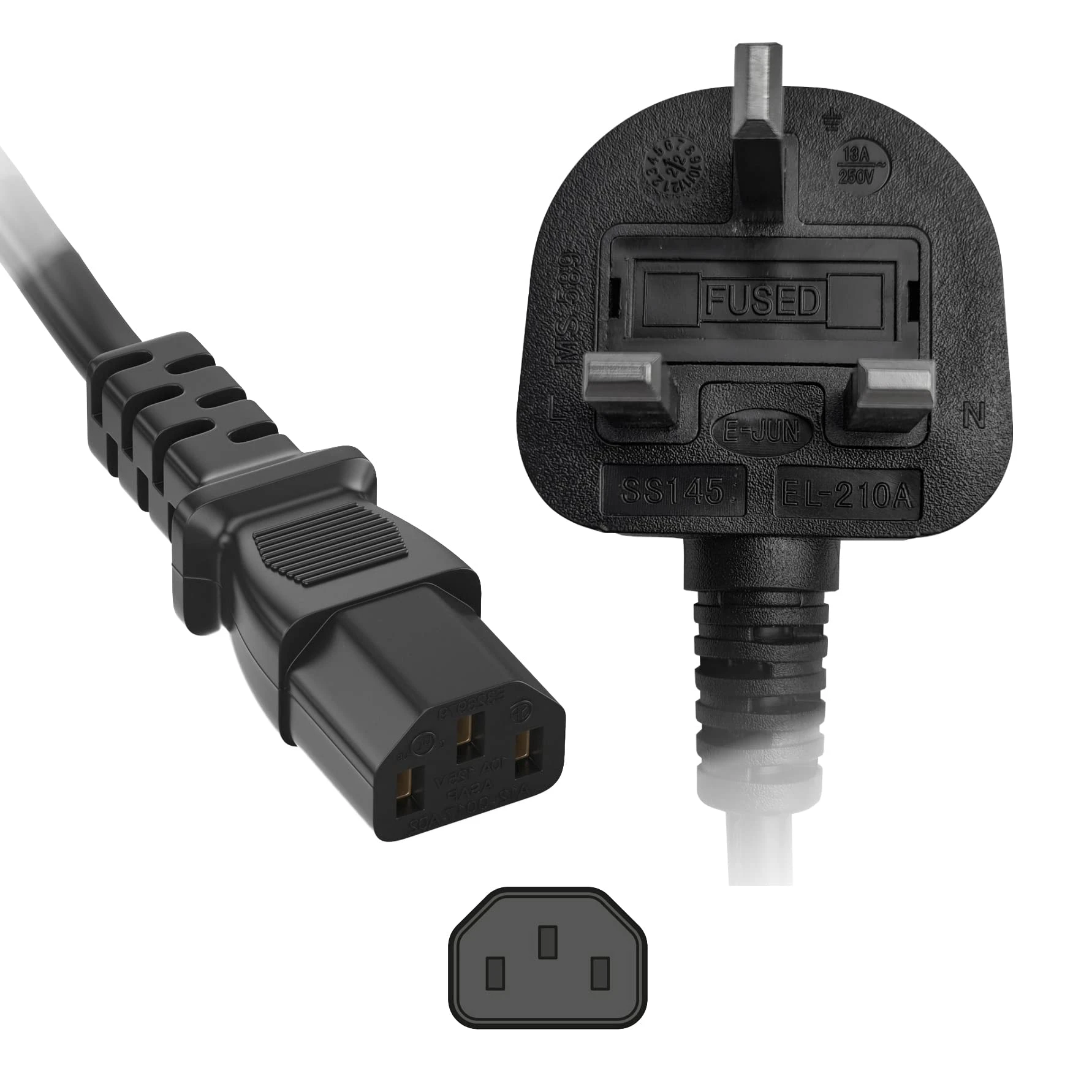 Generic AC 3Pin Power Code Cable Square 13A 250V 1.5M - image 3
