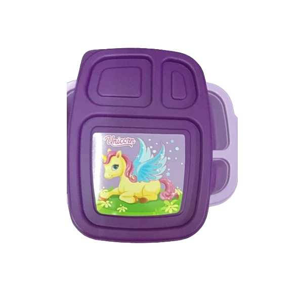Generic Kids 3 Compartment Lunch Box Purple Freezer Safe - image 1