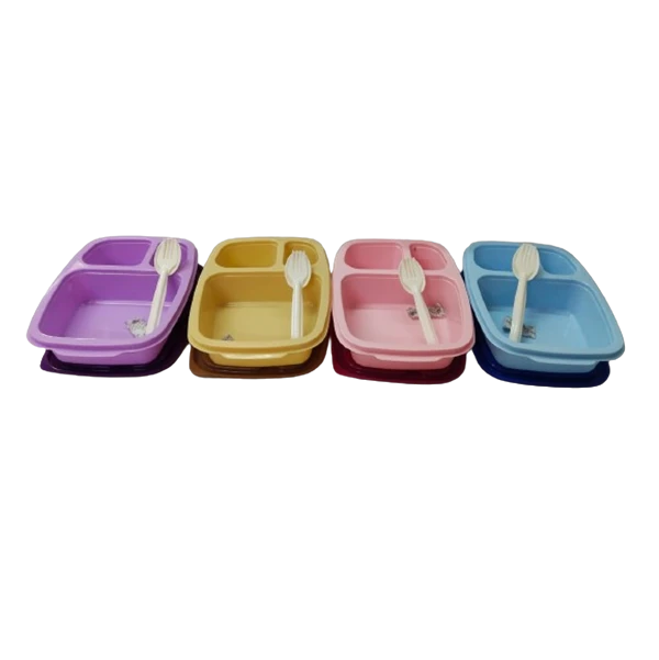 Generic Kids 3 Compartment Lunch Box Purple Freezer Safe - image 2