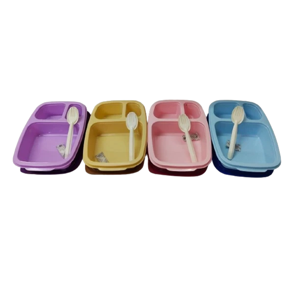 Generic Kids 3 Compartment Lunch Box Purple Freezer Safe - image 3