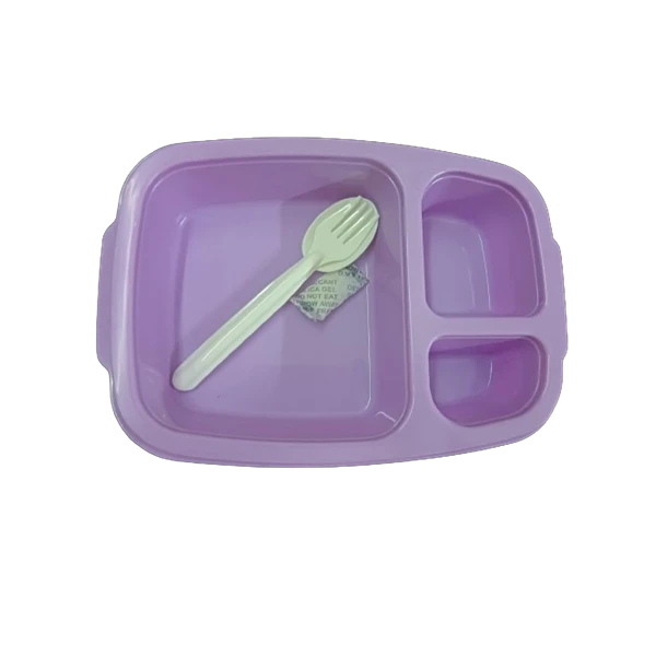 Generic Kids 3 Compartment Lunch Box Purple Freezer Safe - image 4