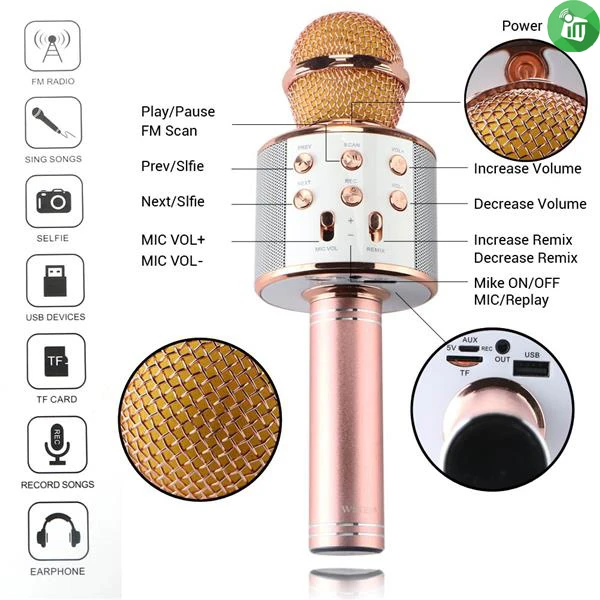 Generic WS-858 Wireless Bluetooth Handheld Karaoke Mic - image 4
