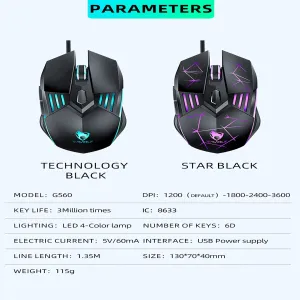 T-Wolf G560 6D RGB Breathing Light Gaming Mouse