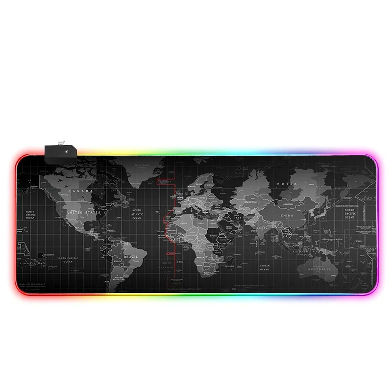 Generic World map Luminous RGB Gaming Mouse pad