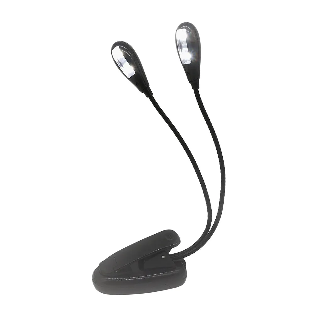 Generic 2 Dual Flexible Arms 4 LED Clip-on Lamp for Piano