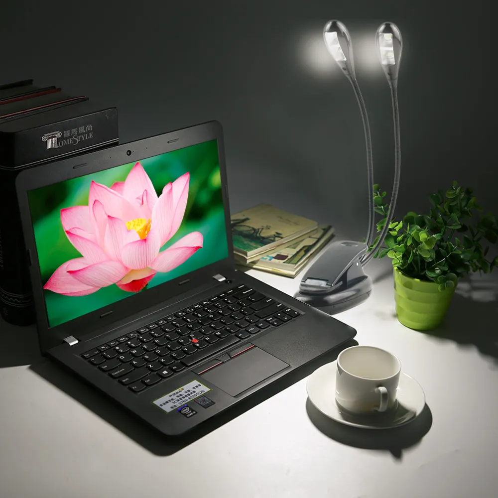 Generic 2 Dual Flexible Arms 4 LED Clip-on Lamp for Piano - image 2