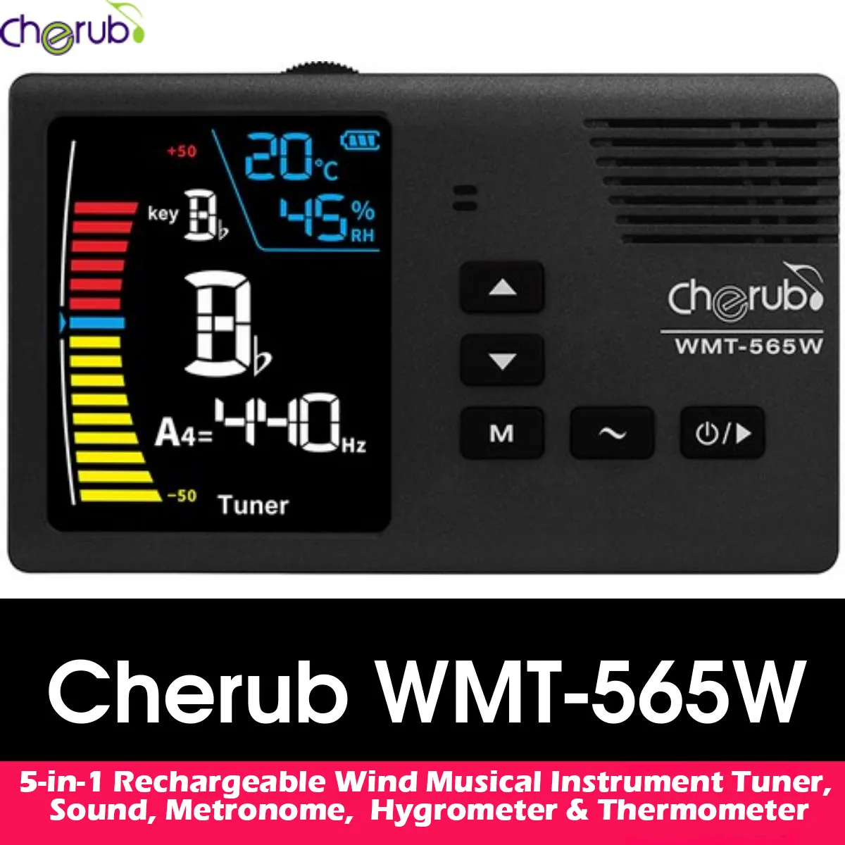 Cherub WMT-565W 5-in-1 Rechargeable Wind Instrument Tuner