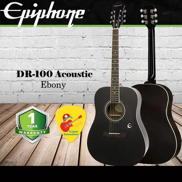 Epiphone Songmaker DR-100 Ebony Solid Top Acoustic Guitar