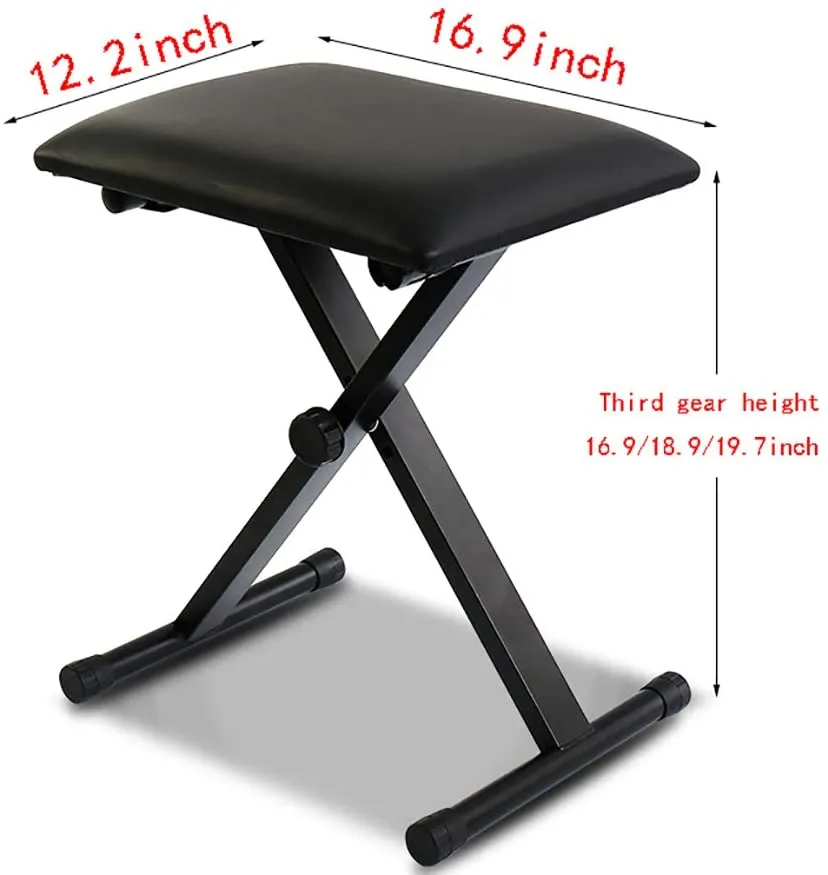 Generic Foldable Piano Keyboard Stool Leather Adjustable - image 6