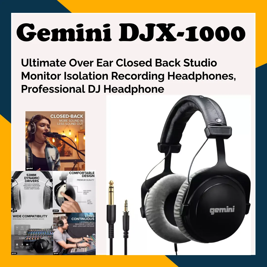 Gemini Sound DJX-1000 DJ Mixing Studio Headphones