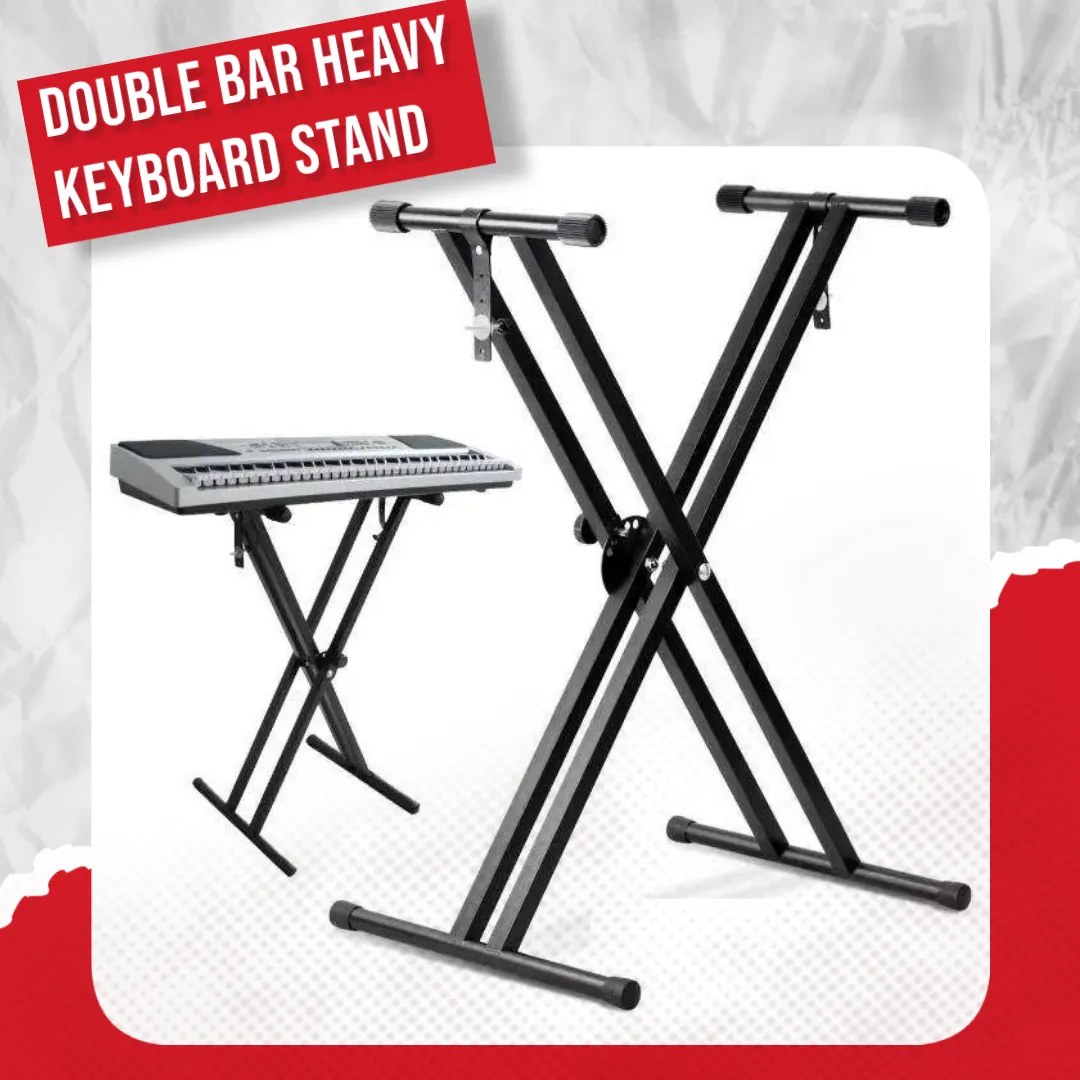 Generic Keyboard Stand Portable Double Bar Heavy Duty Black