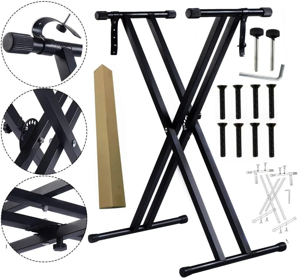 Generic Keyboard Stand Portable Double Bar Heavy Duty Black - image 2