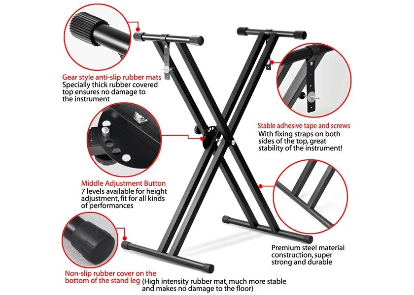 Generic Keyboard Stand Portable Double Bar Heavy Duty Black - image 8
