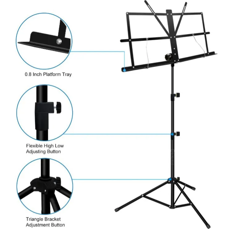 Generic Folding Sheet Music Stand 2-in-1 Dual Use - image 4