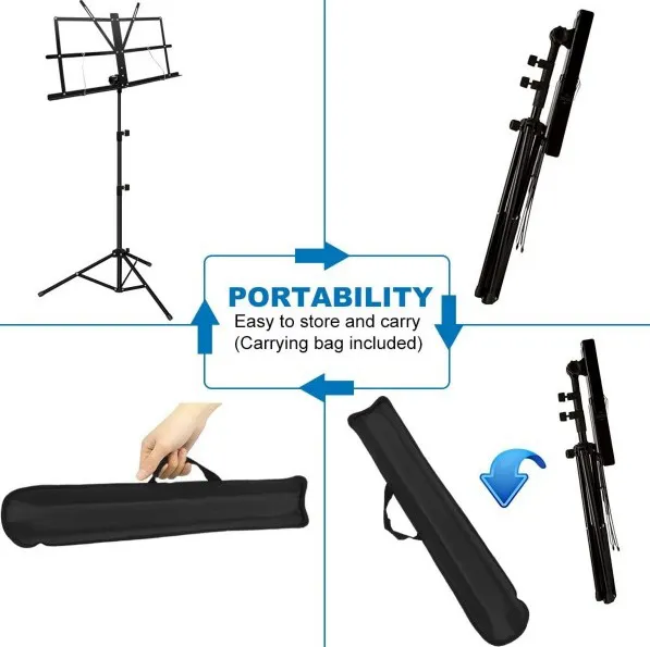 Generic Folding Sheet Music Stand 2-in-1 Dual Use - image 5