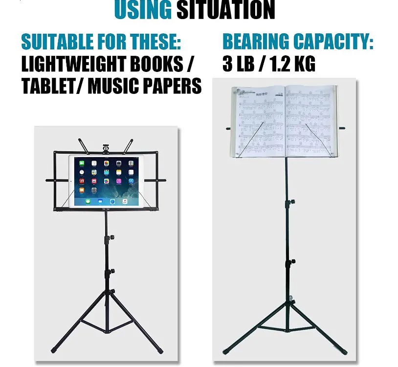 Generic Folding Sheet Music Stand 2-in-1 Dual Use - image 7