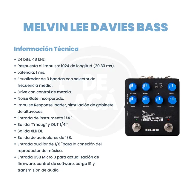 NUX Melvin Lee Davis NBP-5 Dual Switch Bass Preamp & DI - image 3