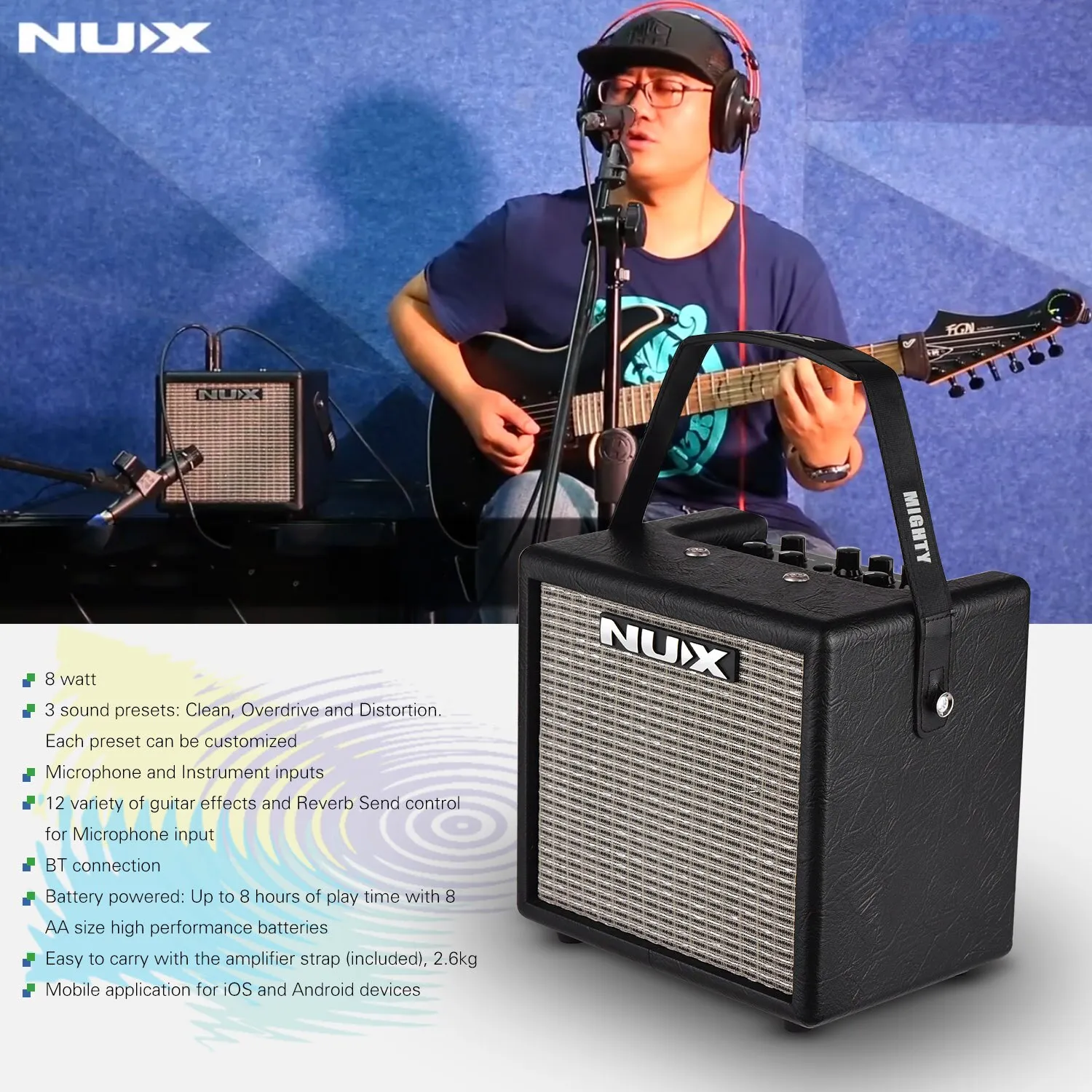NUX Mighty 8BT Portable Electric Guitar Amplifier - image 6