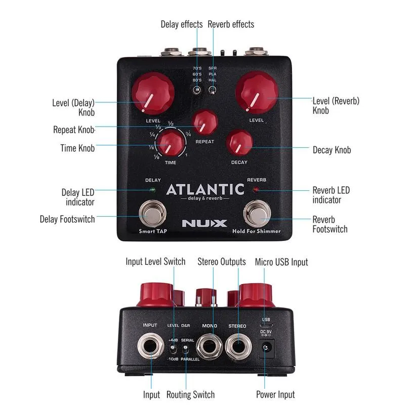NUX NDR-5 ATLANTIC DELAY & REVERB STOMP BOX - image 4