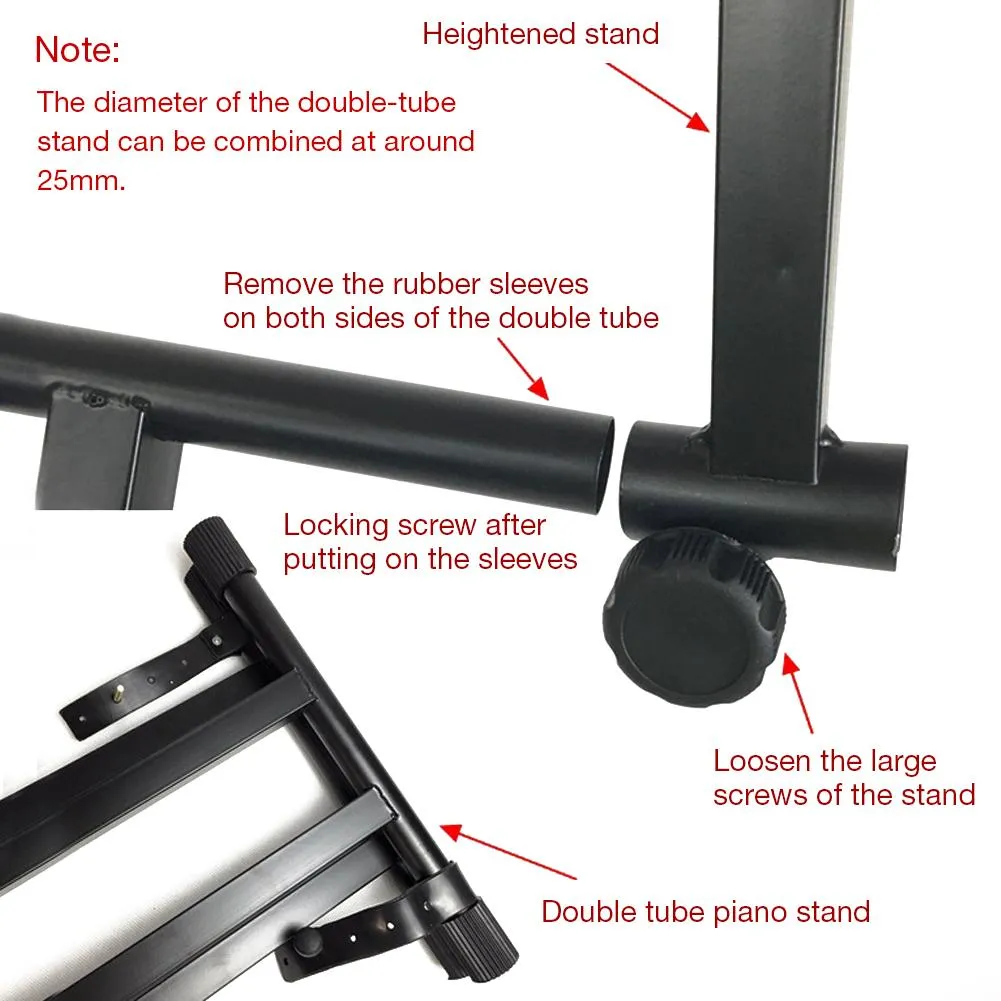 Generic Portable 2-Tier Heavy Duty Metal Keyboard Stand - Black - image 6