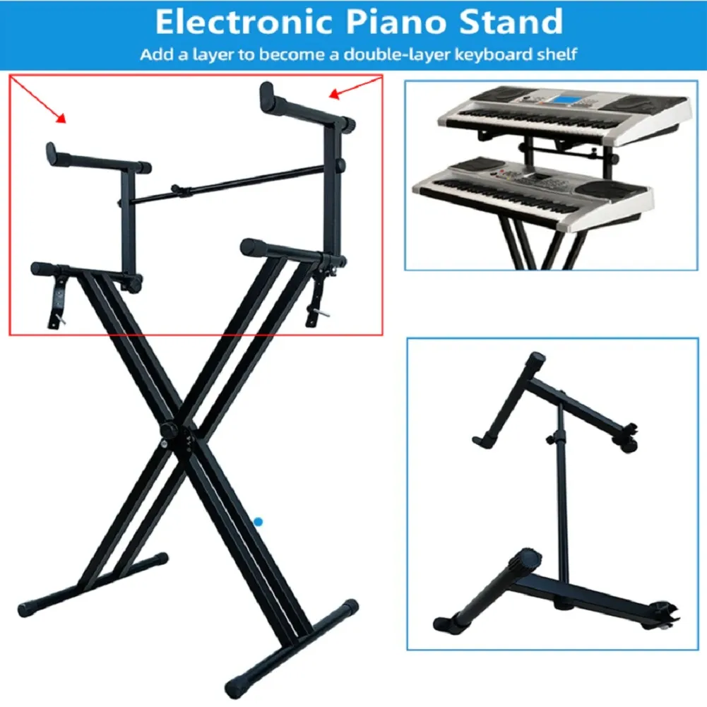 Generic Portable 2-Tier Heavy Duty Metal Keyboard Stand - Black - image 7
