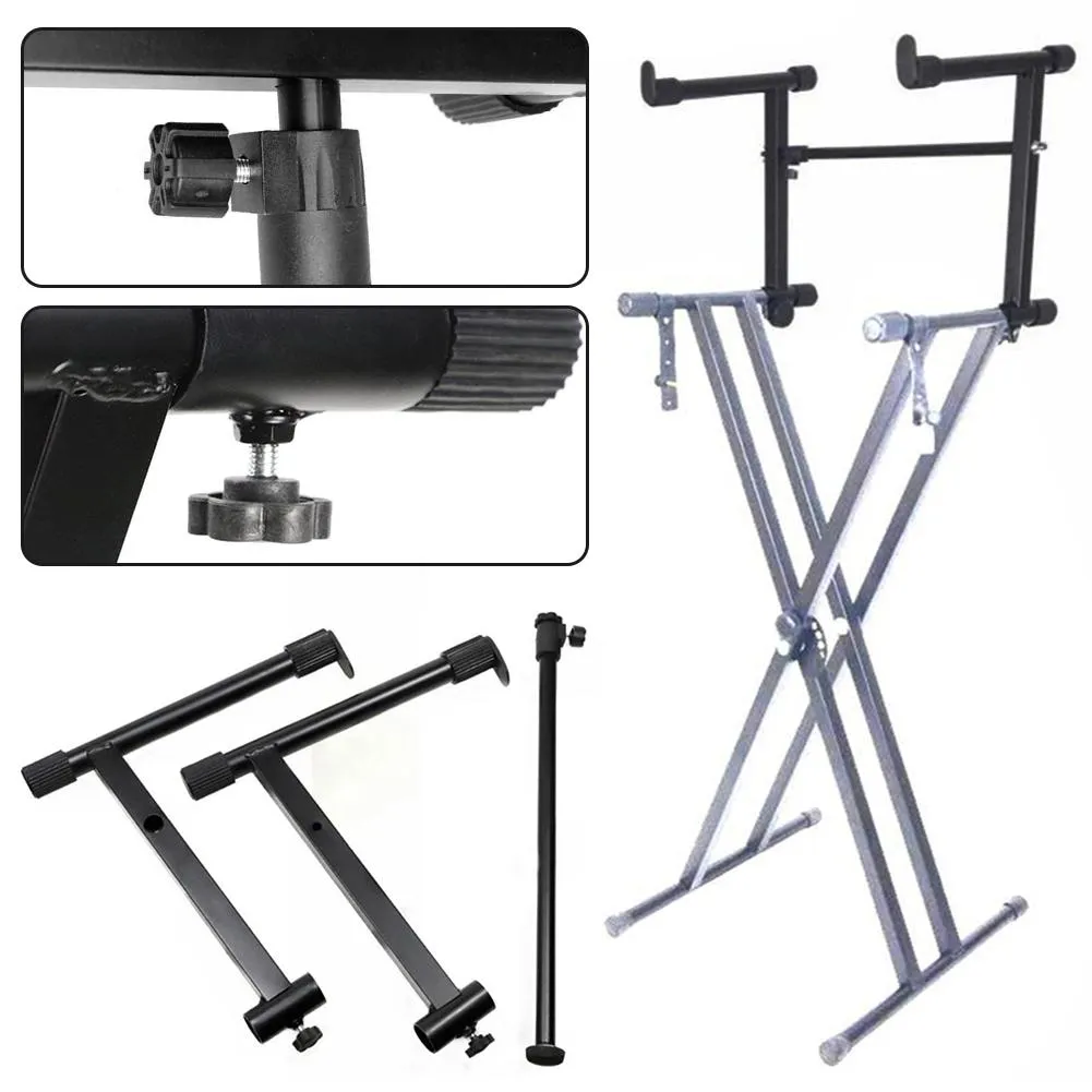 Generic Portable 2-Tier Heavy Duty Metal Keyboard Stand - Black - image 8