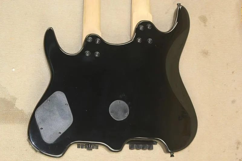 Sun Smile Headless Double Neck Electric Guitar - Black - image 4