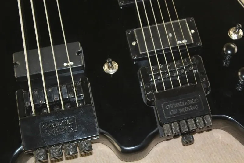Sun Smile Headless Double Neck Electric Guitar - Black - image 5