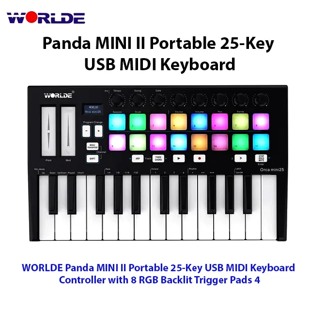 WORLDE Panda MINI II Portable 25-Key USB MIDI Keyboard