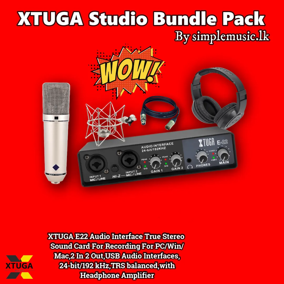 XTUGA E22 Professional 2 Channel Audio Interface Sound Card